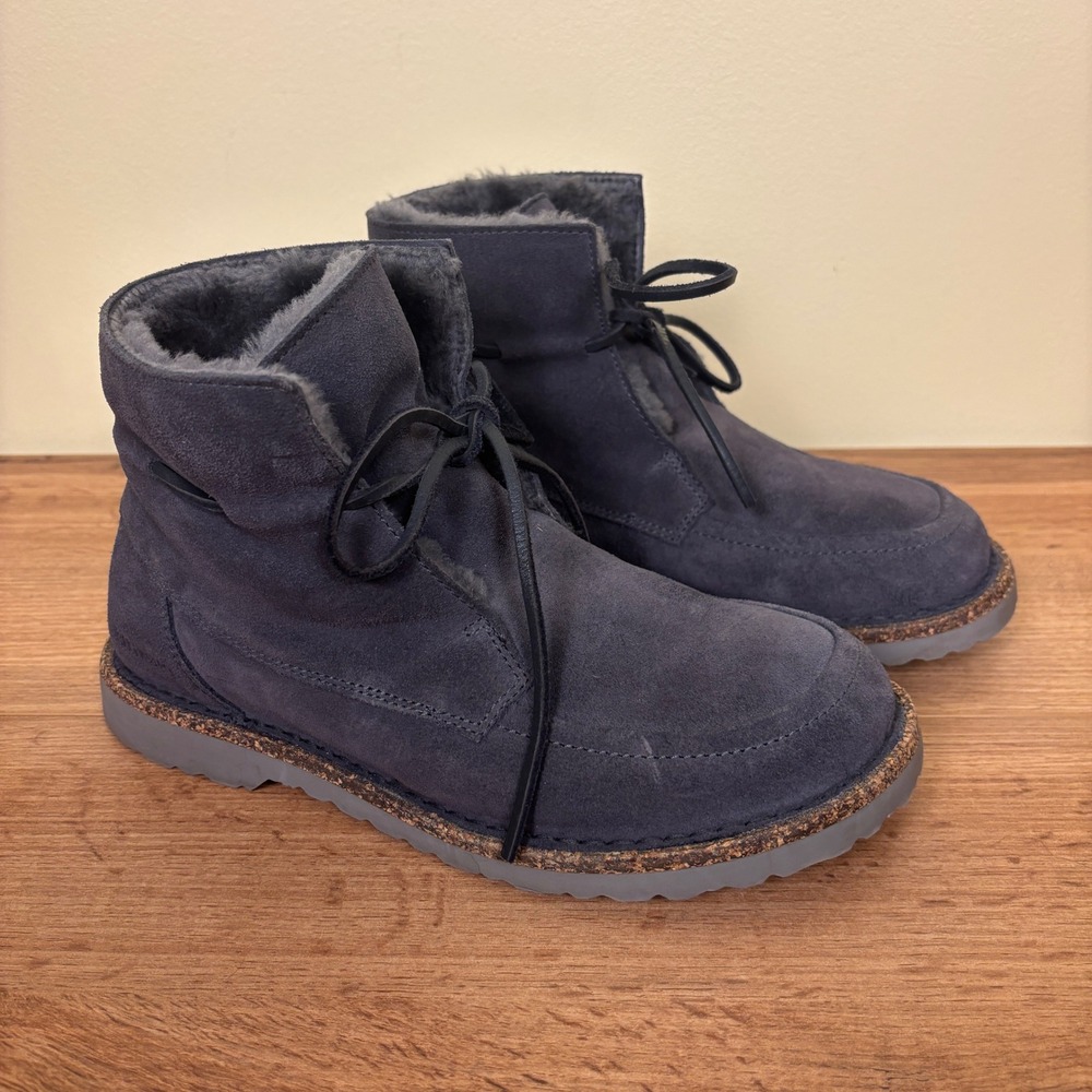 BIRKENSTOCK‎ Bakki Fur Ankle Boots in Graphite Suede Gray Women Size 38 Comfort